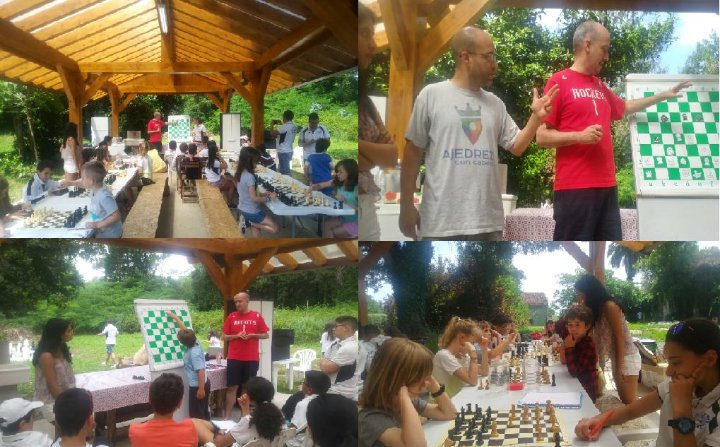 CASanturtzi's tweet photo. DÍA 3 DEL CAMPAMENTO DE #Ajedrez .Por la mañana, clases magistrales y partidas con @El_Divis y @AmeyalliAvila que terminaron firmando autógrafos a todos. Por la tarde, juegos en el bosque del campamento y tras cenar,velada nocturna y teatro! #Noja #xakea #santurtzi @AjedrezVasco https://t.co/6GKBP5NwUN