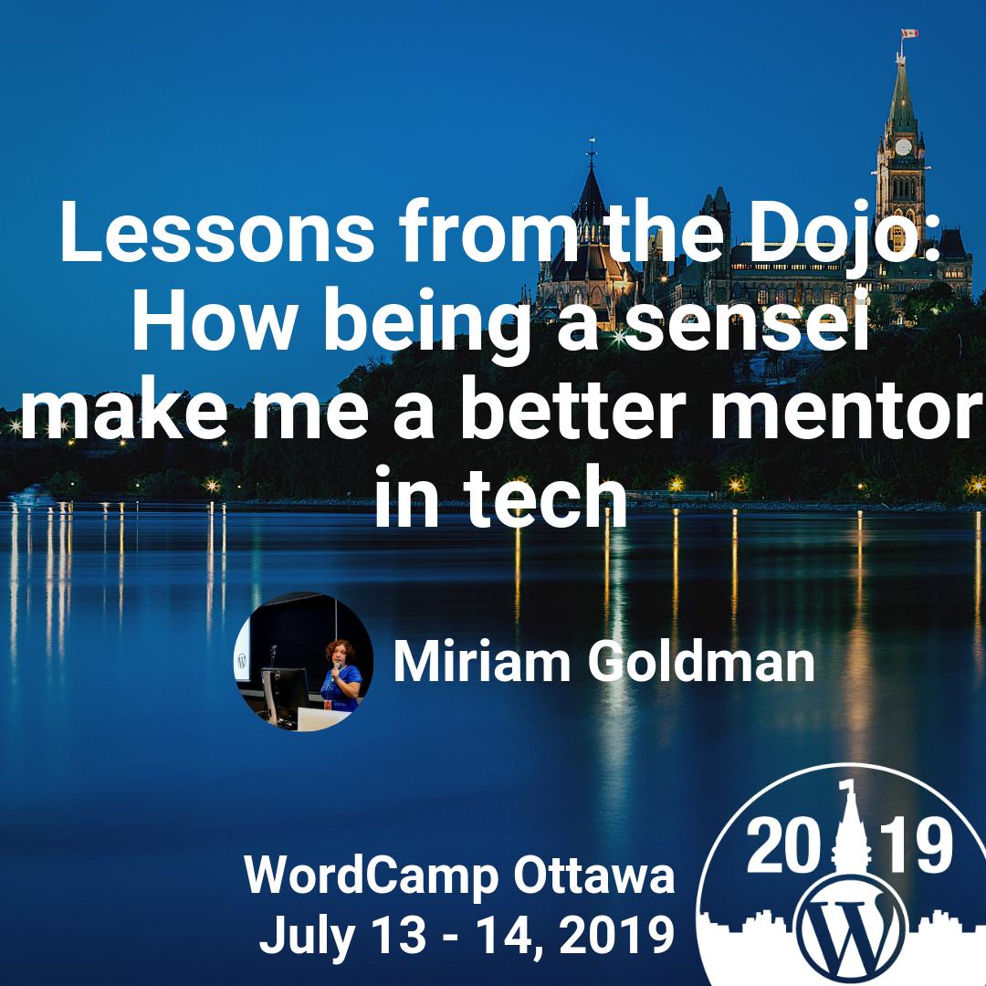 wpottawa's tweet photo. Curious as to how something like martial arts can help your career? Then join speaker @mirigoldman for Lessons from the Dojo: How being a sensei make me a better mentor in tech. 4:30pm on July 13th, only at #wcott 

https://t.co/Utel3cZr7N https://t.co/rrTl9BPK2j