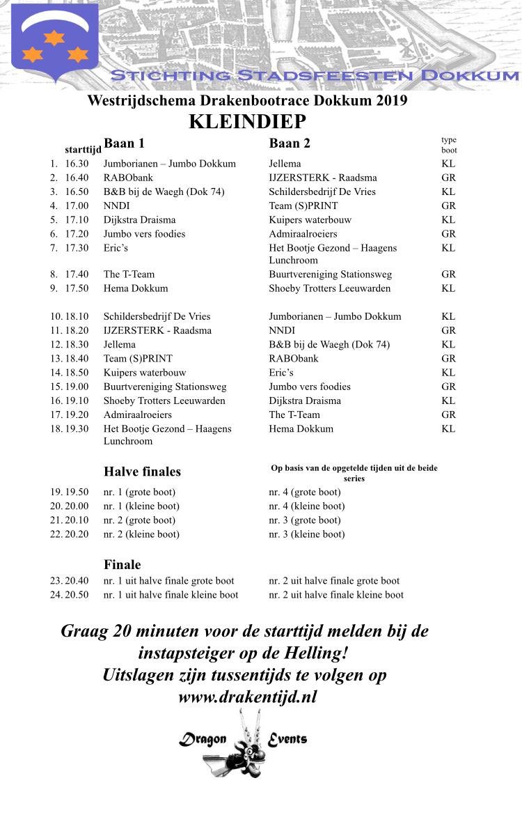 Het wedstrijdschema voor de drakenbootrace is klaar! Kijk snel wie je tegenstanders zijn en bepaal je tactiek, want morgen gaat t los!! #drakenbootracedokkum #visitdokkum #indokkum