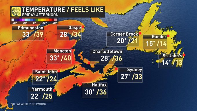 Soaring heat and humidity across Atlantic Canada