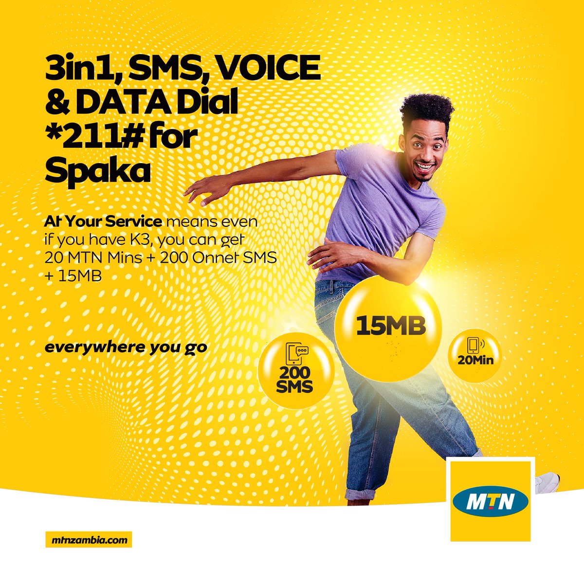 MTN_Zambia's tweet photo. MTN is at your service even when all you have is a K3 to Text, Browse and Call. Dial *211# Today!
#Spaka https://t.co/BAPuatwJfl