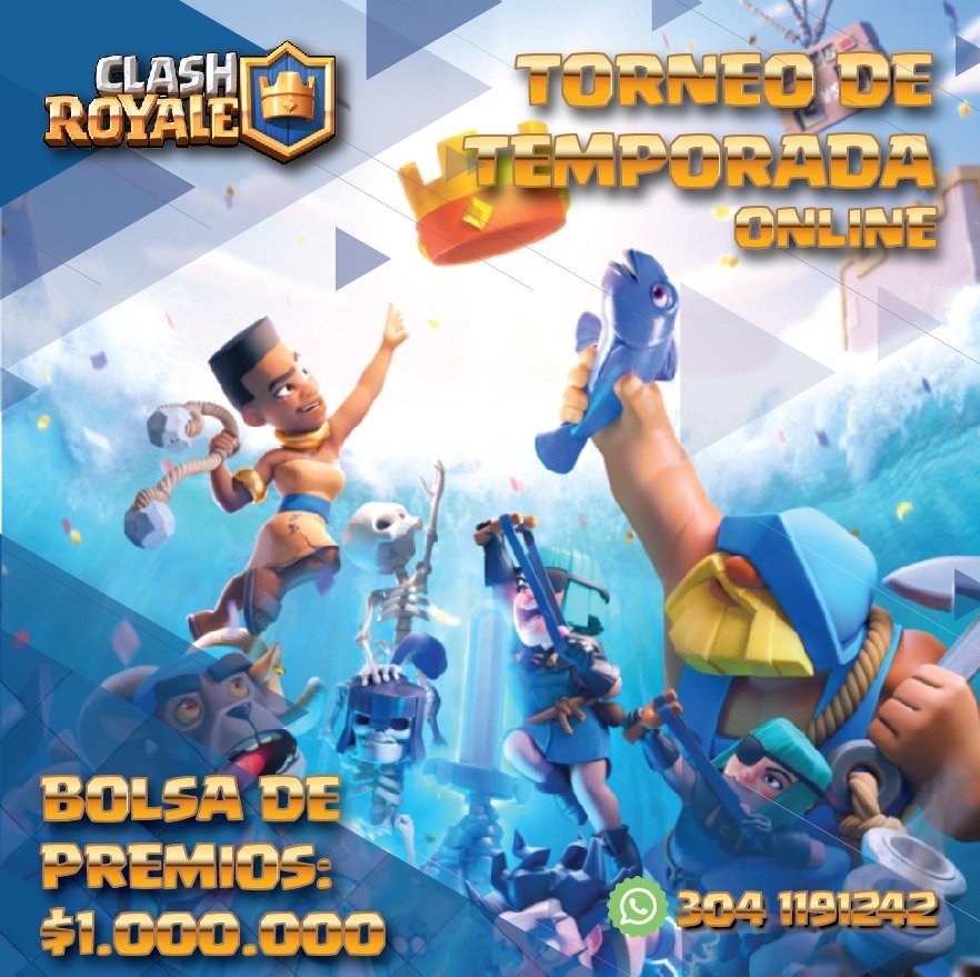 ¡ DOS CUPOS GRATIS PARA NUESTRO TORNEO DE TEMPORADA ! 

Participas etiquetando a tres amigos de tu clan y darle retweet a esta imagen. 

En Julio se jugará nuestra gran torneo de temporada, será un torneo en linea que entregará mas de $1.000.000 en premios . 

Info 304 1191 242