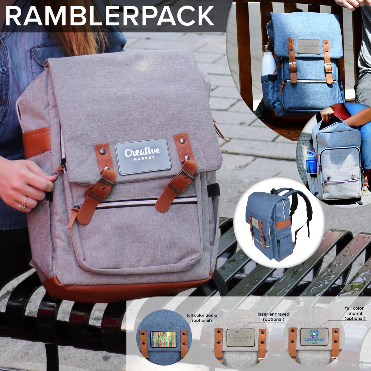 GoldBondInc's tweet photo. The Rambler Pack is a fantastic backpack with pockets for your phone, laptop, water bottle, and more! This pack's customizable plate and leather accents set it apart. Do you like the laser, full color, or dome better?
.
.
#backpack #promobag #promoproducts #customprinting https://t.co/qtZCSmDV96