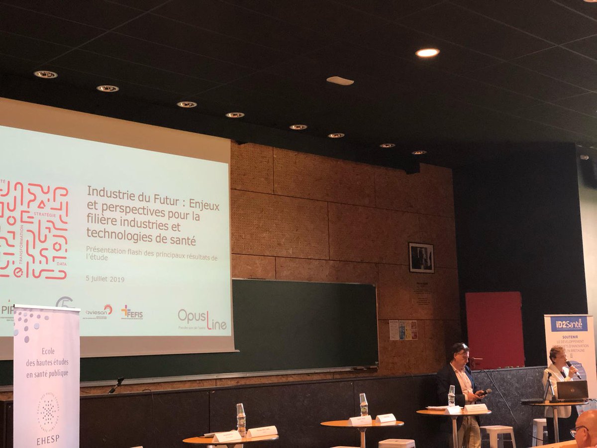 OpusLine's tweet image. [PIPAME] @BouetJ présente les principales recommandations de l’étude « Industrie du Futur : enjeux et perspectives pour la filière industries et technologies de santé » à la journée innovation santé organisée par @ID2SANTE et @EHESP
#PIPAME #IA #data #innovation