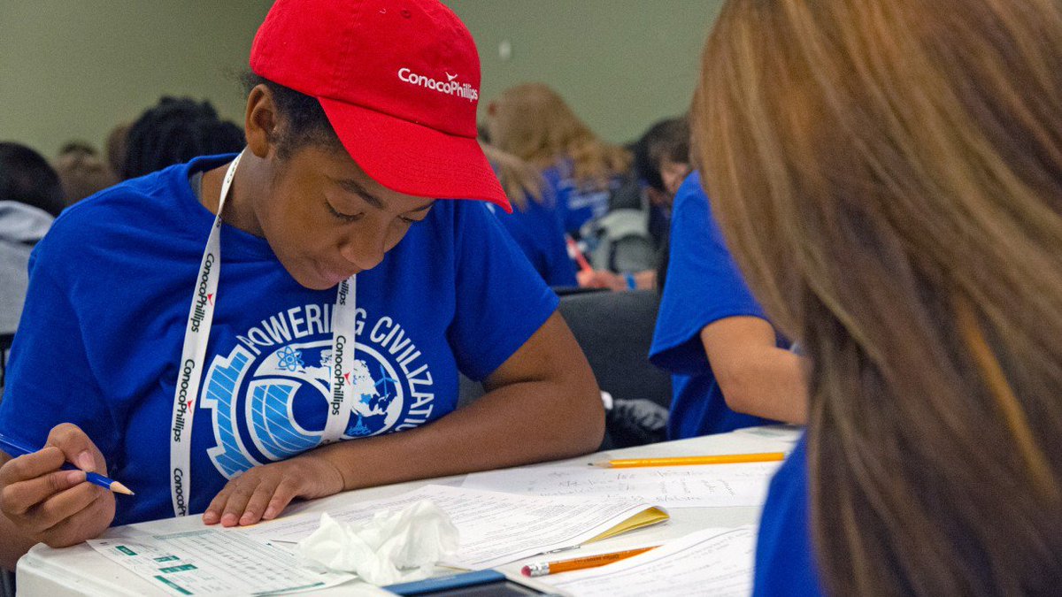 conocophillips's tweet photo. We're proud to partner with @TAMESTEM on the State #STEM Competition, helping fuel students' aspirations for higher education and jumpstart careers. See video highlights: https://t.co/MKJmdNiAZ1 #spiritnow #PoweringCivilization. https://t.co/oypX7qHkiV