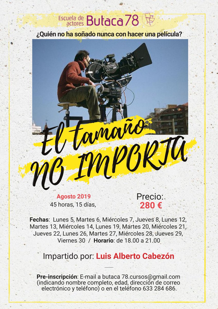 kabemayor's tweet photo. En #Pamplona #agosto Taller practico de rodaje EL TAMAÑO NO IMPORTA #butaca78 #luisalbertocabezón https://t.co/S4yYcSIZVj