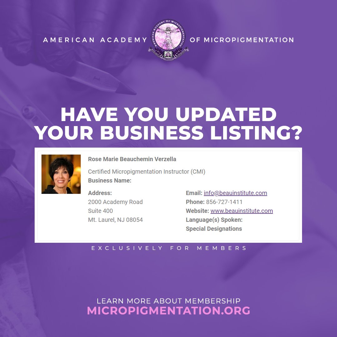 One of the benefits of membership is your business listing on our website! 

Take a minute to update your photo and business information in your member profile, it's a great way for customers to find you! 

Learn more about membership today!
👉 micropigmentation.org