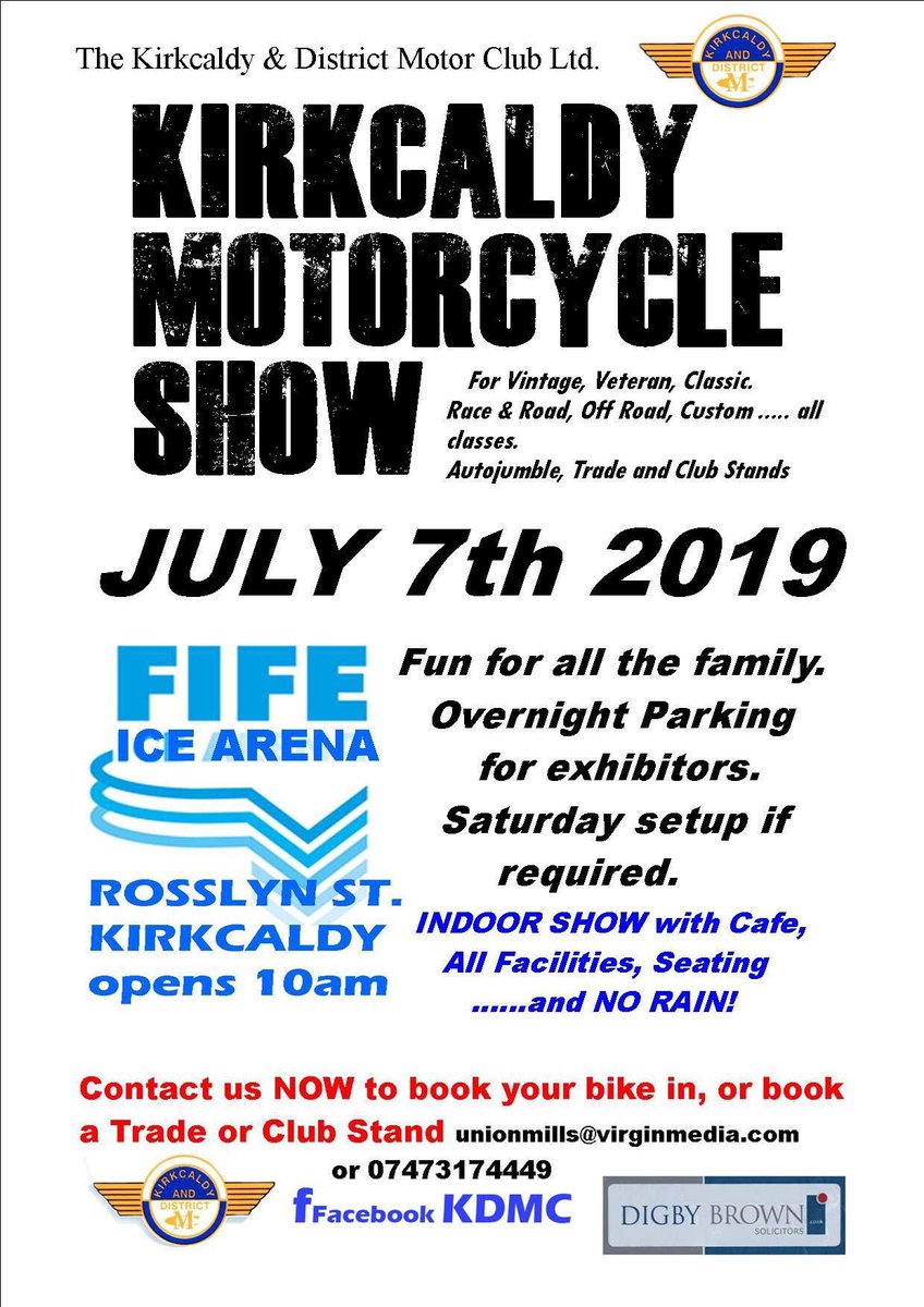 Proud sponsors of the Kirkcaldy Motorcycle Show, this Sunday.
