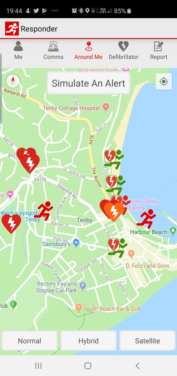 BenTenby's tweet photo. If anyone is unfortunate enough to suffer a cardiac arrest tonight, there are worse places to have it than in Tenby! Look at all these @GoodSamApp volunteers booked on. #chainofsurvival https://t.co/QdT7RBMNdx