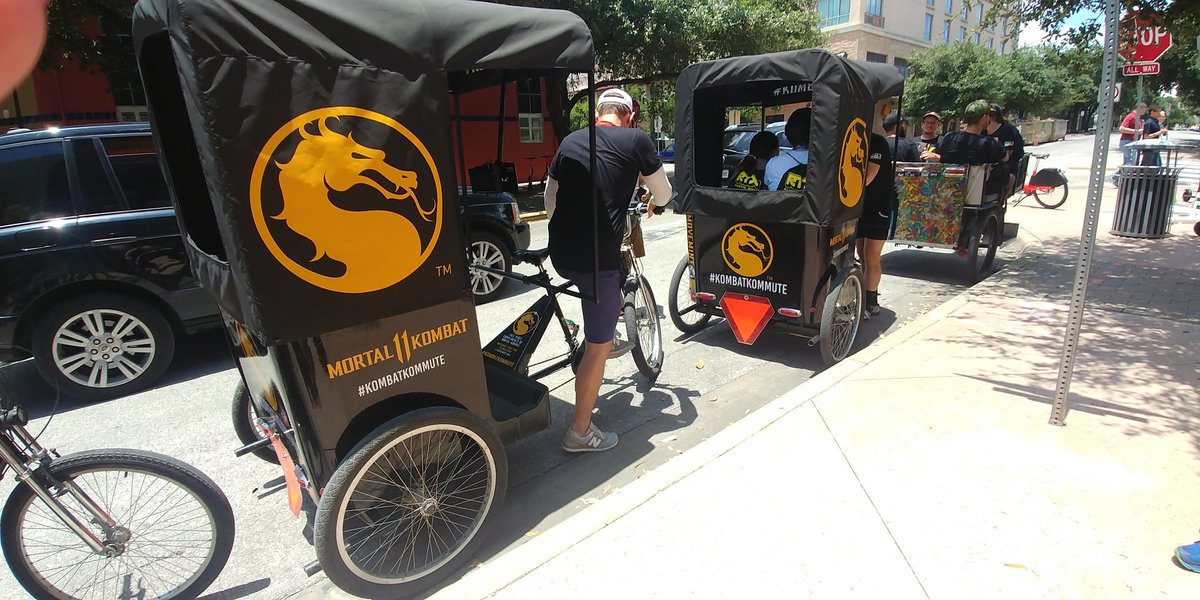 ButWhyThoPC's tweet photo. #MK11 is out here saving #RTX19 goers from the heat with free pedicab rides!! https://t.co/66wC9uFWG2