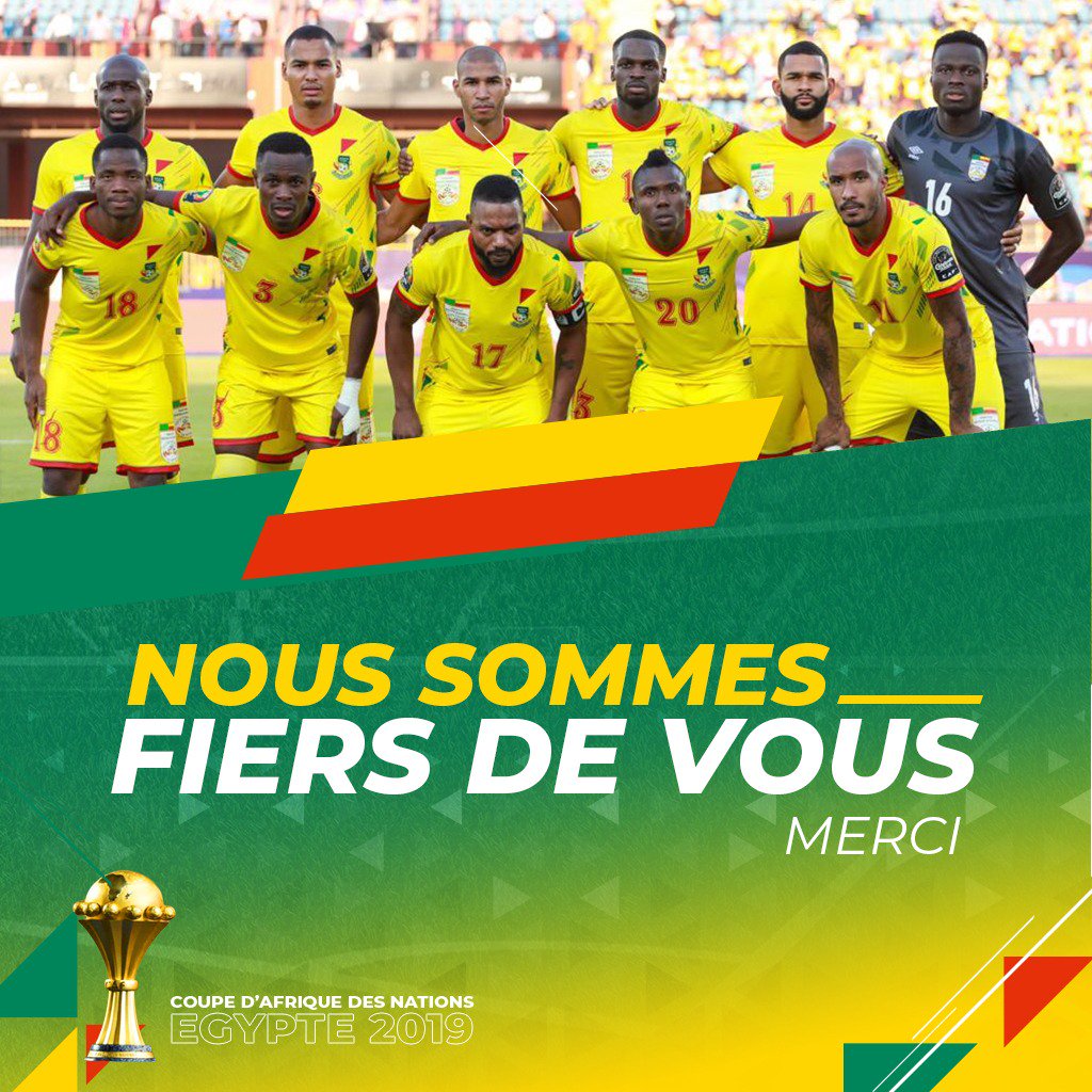 PresidenceBenin's tweet photo. Que d'émotions ! Belle victoire acquise de haute lutte. 
Preuve que le travail sérieux et rigoureux paie toujours.
Bravo les enfants ! Le pays entier est fier de vous.
Au prochain défi !

Patrice Talon - Président de la République du Bénin
#TotalAFCON2019 #CAN2019 #wasexo https://t.co/mjVCHlj97l