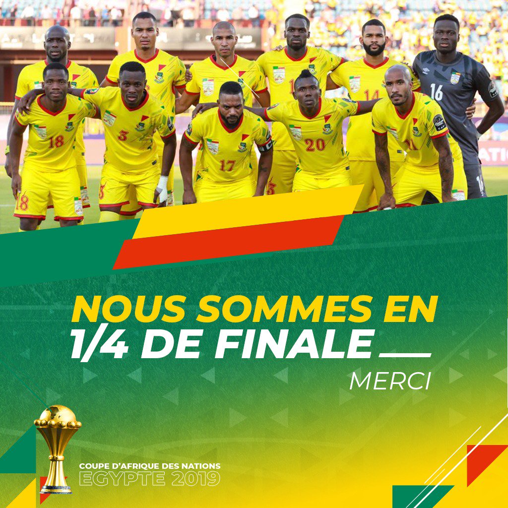 PresidenceBenin's tweet photo. Que d'émotions ! Belle victoire acquise de haute lutte. 
Preuve que le travail sérieux et rigoureux paie toujours.
Bravo les enfants ! Le pays entier est fier de vous.
Au prochain défi !

Patrice Talon - Président de la République du Bénin
#TotalAFCON2019 #CAN2019 #wasexo https://t.co/mjVCHlj97l