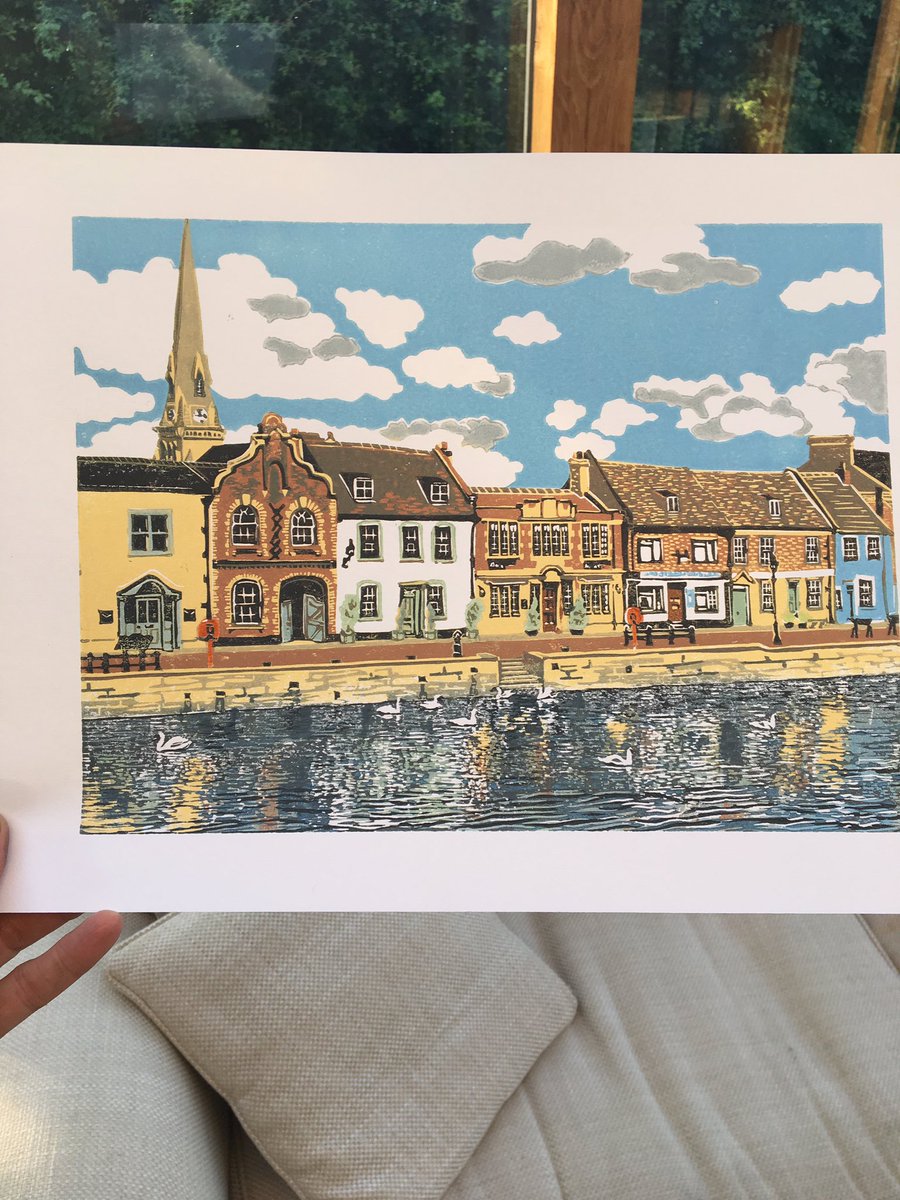 Hot off the press! Hope this #linocut of <a href="/stivescambs/">Rifat</a> quayside dries in time for <a href="/CamOpenStudios/">Cambridge Open Studios</a> tomorrow! Come and find out <a href="/LynnNortonArt/">Lynn Norton</a> studio in #Hilton where I am exhibiting! #openstudio #printmaking #art