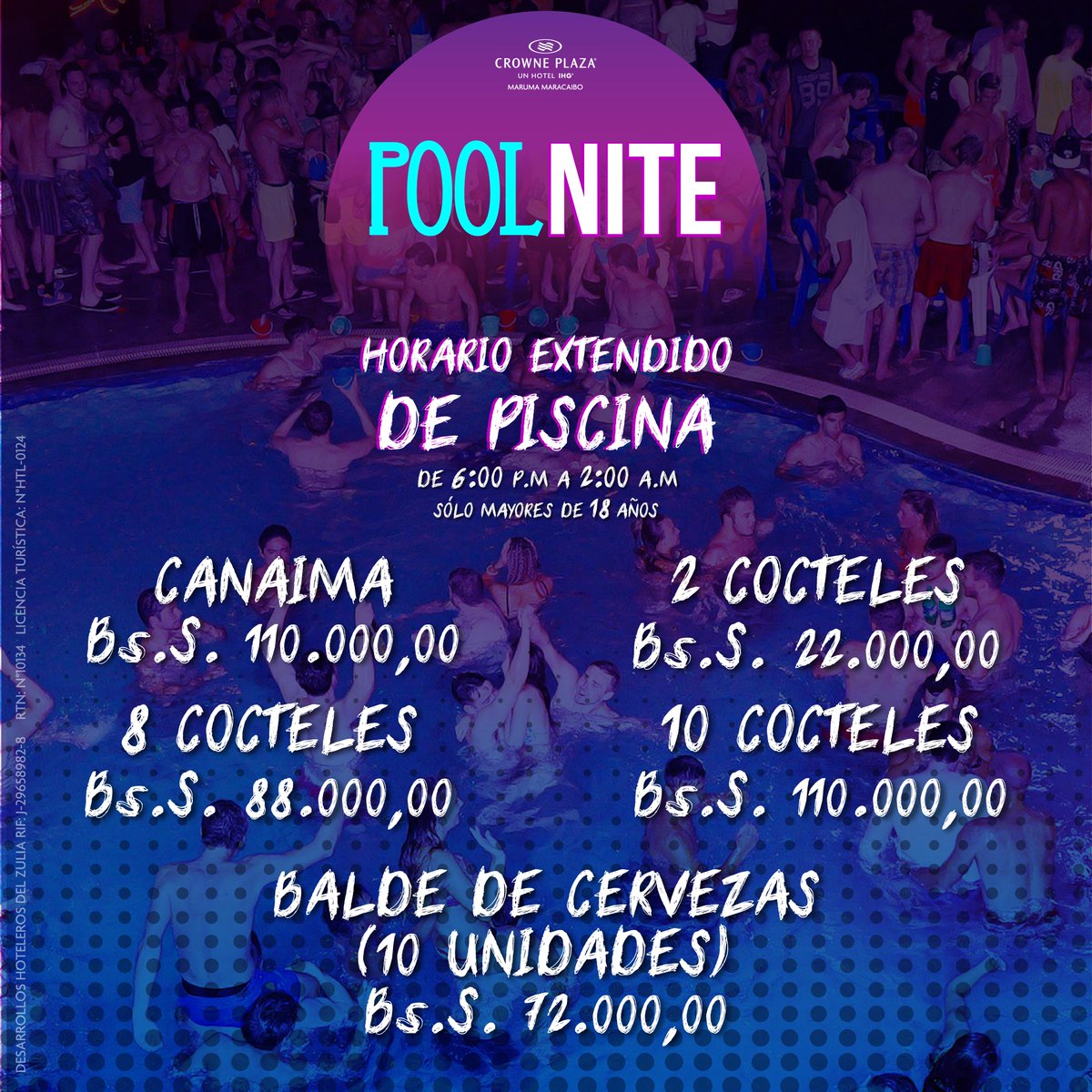 MarumaHotel's tweet photo. ¿Qué nos tomamos? 😎😎 V I E R N E S • S Á B A D O
.
.
Continúa la DIVERSIÓN en la PISCINA más GRANDE de la ciudad #PoolNite 🤘 #CrownePlazaMaruma #Maracaibo #Viernes https://t.co/VztedXf56f