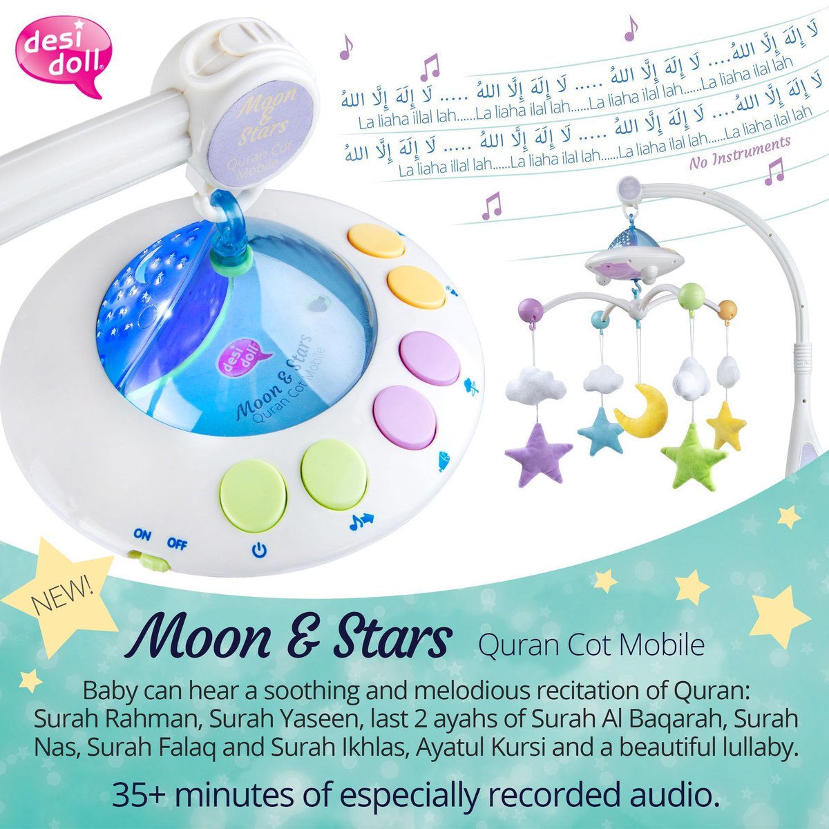 desidollcompany's tweet photo. Introduce your newborn to the soothing enigmatic recites of Quran from an early age and let them get blessed with deep uninterrupted peaceful sleep all through night!
Order peaceful nights here: https://t.co/5hjgcvDG9i
#muslim #muslimah #muslimbloggers #muslimmommies #islamictoys https://t.co/yk4Xz7SvxF