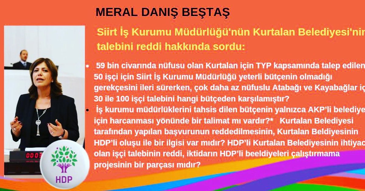 59 bin civarında nüfusa sahip Kurtalan için TYP kapsamında talep edilen 50 işçi için Siirt İş Kurumu Müdürlüğü yeterli bütçenin olmadığı gerekçesi ile talebi red ederken, 5000 civarında nüfuslu  Atabağı ve Kayabağlar için 30 ile 100 işçi talebini hangi bütçeden karşılamıştır?...