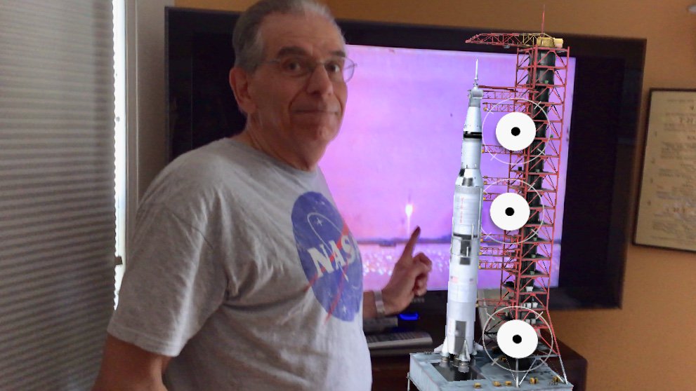 rickdemeis's tweet photo. #JFKMoonshot Here is the virtual Saturn V rocket from the JFK Presidential Library . It is seen over the screen of our home movies taken at the launch from the beach at Cape Kennedy, July 16, 1969. Happy Anniversary Apollo 11! https://t.co/ZJSMl9Lpkx