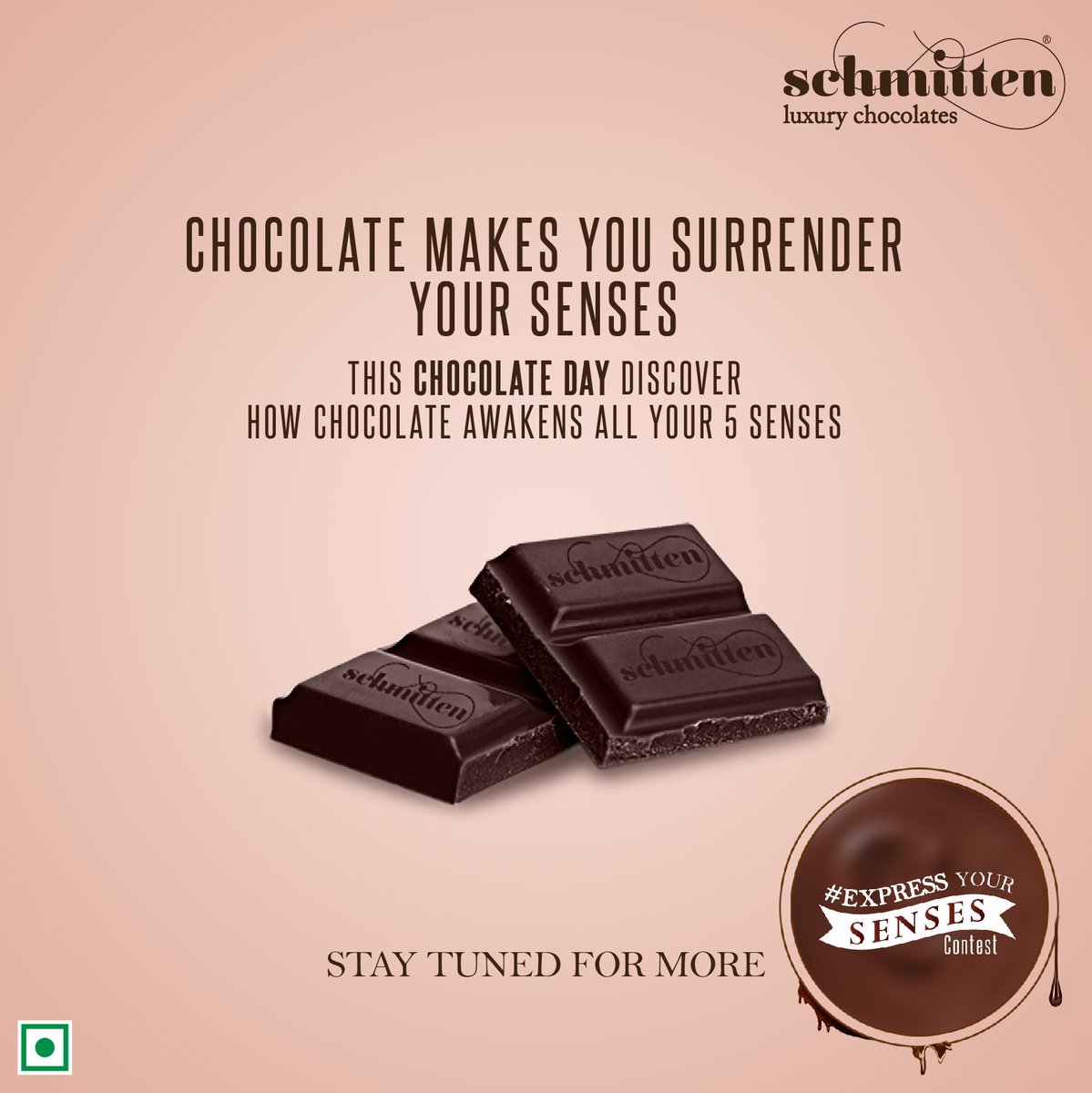 DroolingSight. MouthwateringSmell. SmoothTouch. CrunchySound. DeliciousTaste.
This #ChocolateDay surrender your senses to the chocolaty feeling and win Schmittenizing prizes!
#ExpressYourSenses
#WorldChocolateDay
#SurrenderYourSenses
#SchmittenChocolates
#5Senses
#ContestAlerts