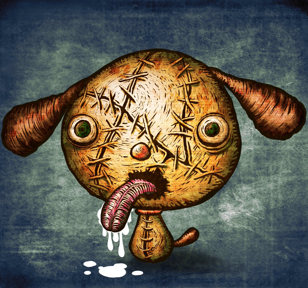 no humans solo tongue horror (theme) stitches saliva tongue out  illustration images