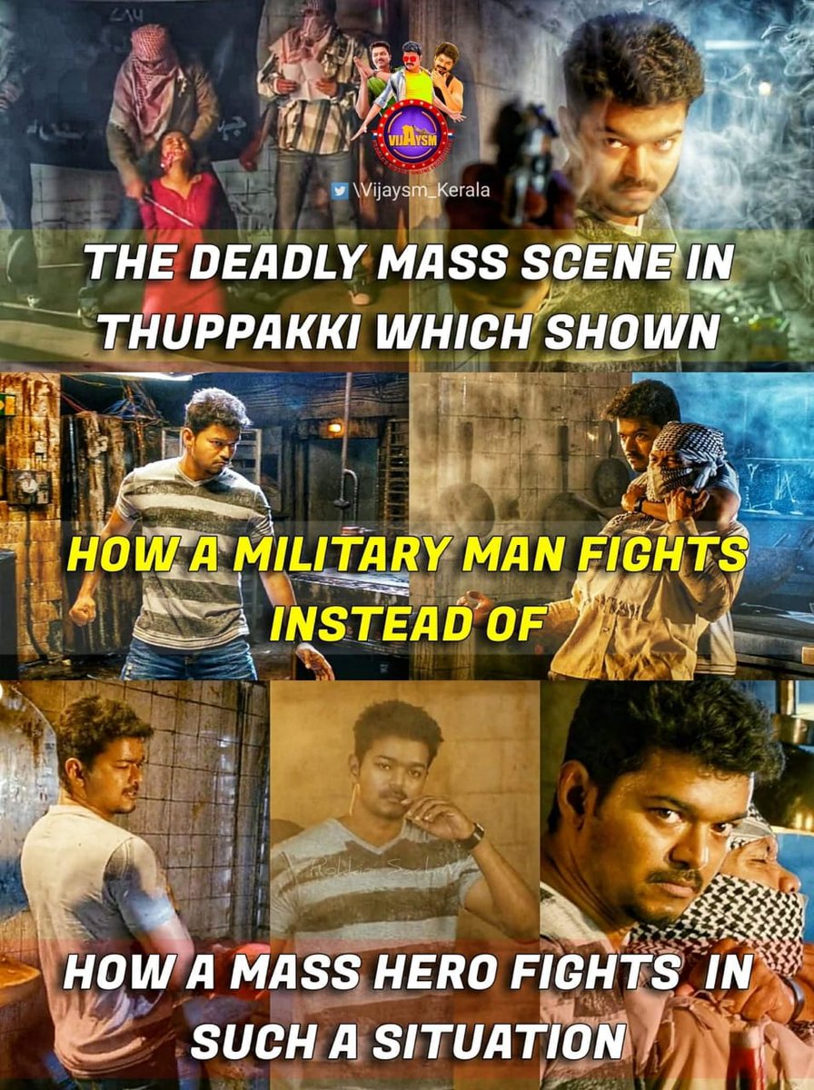 Thalapa39128572's tweet image. #Thuppakki 😎🔥Fight Choreographer - #Kecha The Deadly MASS Scene In Thuppakki, Which Shown How A Military Man Fights, Instead Of How A Mass Hero Fights In Such a Situation! "💥💥💥😍😍😍😘😘👌👌👌👍