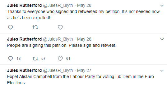TheRedRoar's tweet photo. NEW: Labour's new head of membership Jules Rutherford founded a petition to expel Alastair Campbell from the party. https://t.co/to5TMtY5Rz https://t.co/90MUrbZ6vD
