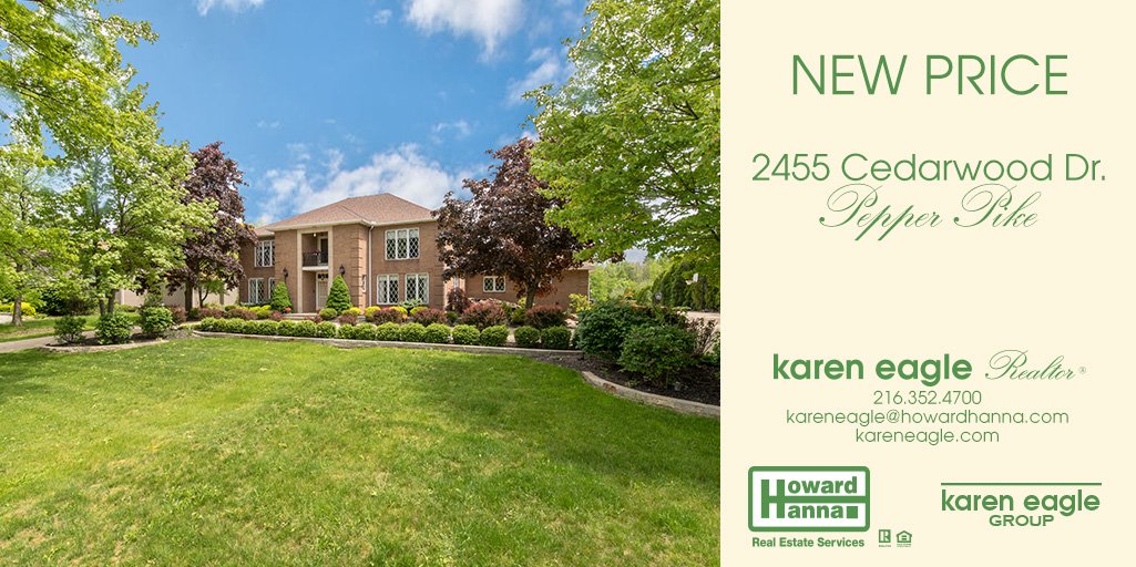 KarenERealtor's tweet image. NEW PRICE! 2455 Cedarwood Road is now listed at $765,000. Large brick colonial in a desirable location of Pepper Pike on private 1.3 acre setting with 4 bedrooms and 7 bathrooms. View the photo gallery here: ow.ly/k8yb50uU9WY #newprice #howardhanna #pepperpike #realestate