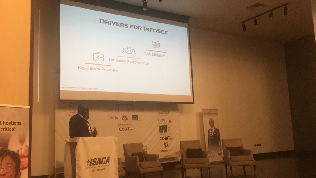 205Accra's tweet photo. C.K Bruce; CEO Innovare Ltd takes a session on Understanding the Role of a bank CISO
#itrisk2019 #isaca #isacagls #isaca@50 #infosec https://t.co/2bHqCk58al