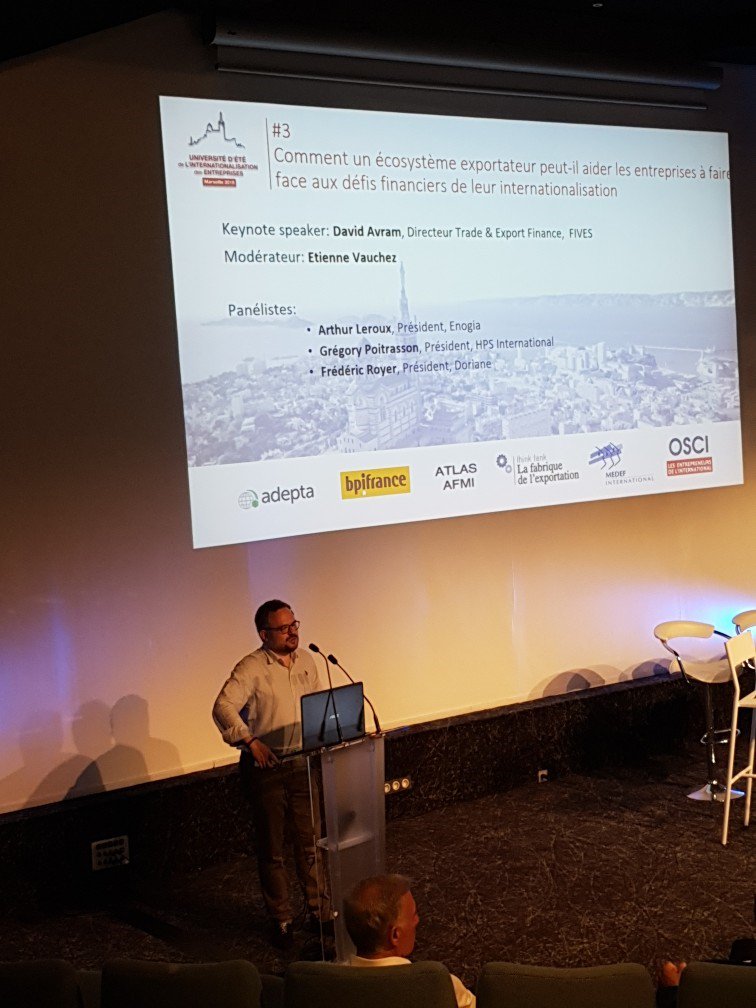 Intervention de David Avram, Directeur #Trade et #Export Finance de Fives à l’Université d'été de l'internationalisation des entreprises sur « les enjeux financiers de l’internationalisation: piloter avec succès ses investissements dans l’internalisation de l’entreprise ». <a href="/medef/">Mouvement des Entreprises de France</a>