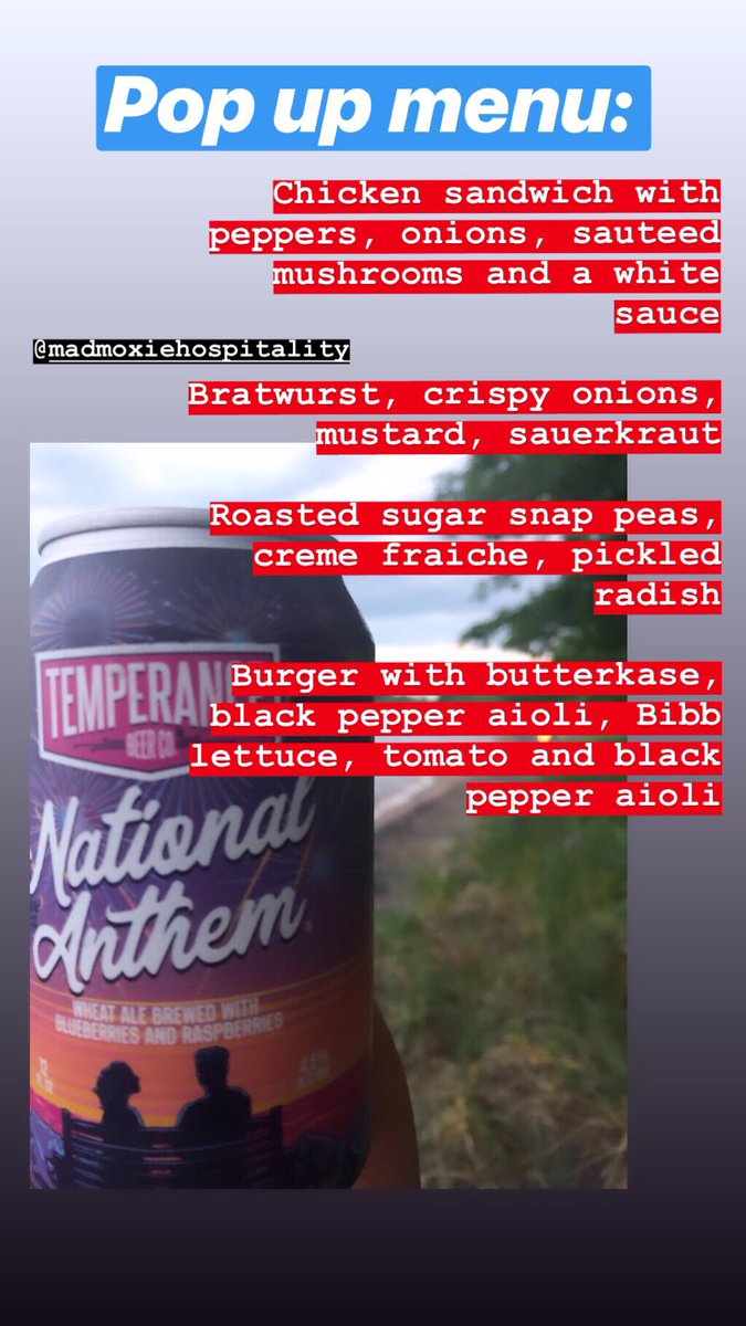 TemperanceBeer's tweet photo. Mad Moxie pop up menu from 3-9 today! We are open starting at noon! 🌭🍔 #popupmenu https://t.co/bgLWf9TFog