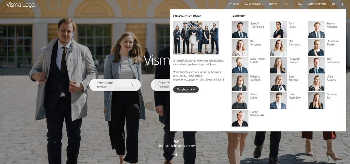 Hoikkala's tweet photo. Vaihdettiin meidän Legal-osaston ilmettä ja lanseerattiin uusi sivusto on tänään. Onko fressi toteutus? https://t.co/SN3guU89yD #visma #vismalegal #vismafinancialsolutions https://t.co/PyXLLZ851b