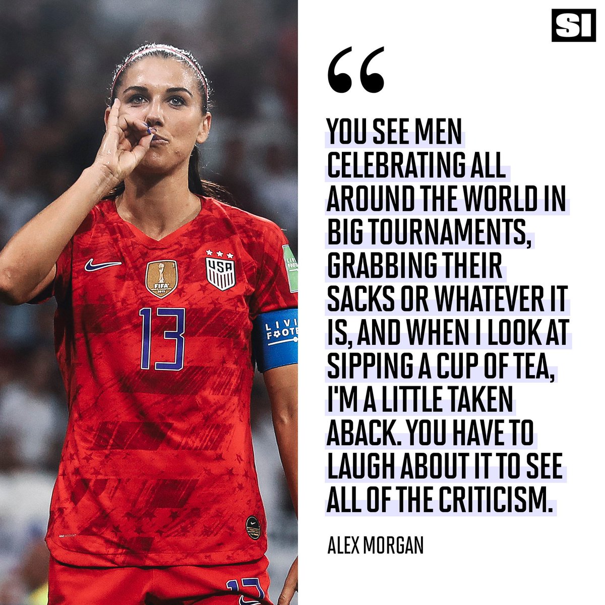 SInow's tweet photo. Alex Morgan in response to criticism of her goal celebration 👇 https://t.co/IiAT7RQbGF