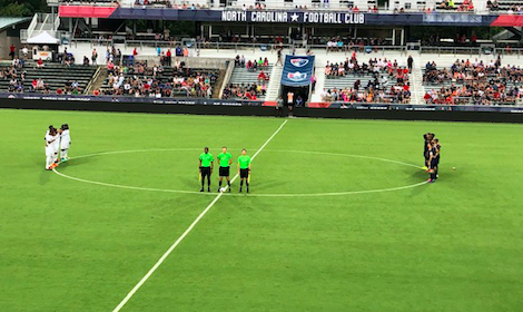 NorthCarolinaFC's tweet photo. Last night we honored NC soccer legend Charlie Slagle, who passed away this week at 67, with a moment of silence. 

Soccer in this state as we know it would not have been possible without Charlie, and we look forward to honoring him again ahead of tonight's @TheNCCourage match. https://t.co/l95aPD6xVe
