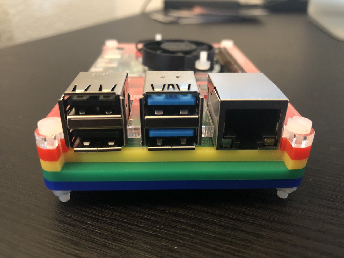 jbo's tweet image. #RaspberryPi4 + #PiBow 🌈 &amp;amp; Fan SHIM from @pimoroni