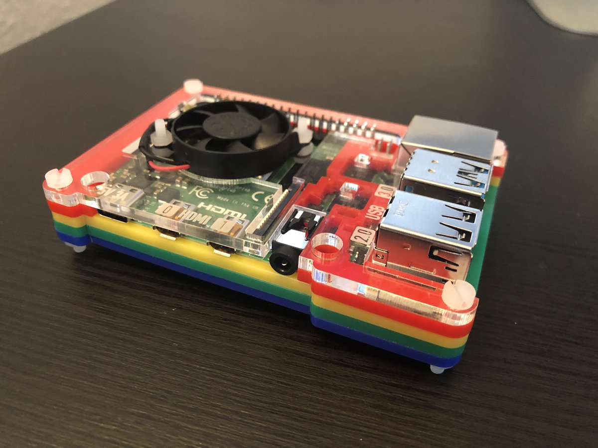jbo's tweet image. #RaspberryPi4 + #PiBow 🌈 &amp;amp; Fan SHIM from @pimoroni