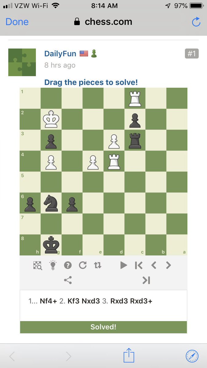 DanielRensch's tweet image. Not the most fulfilling #dailychesspuzzle today, to be honest... but still spoiler alert below 😉 - just don’t look at my notation!