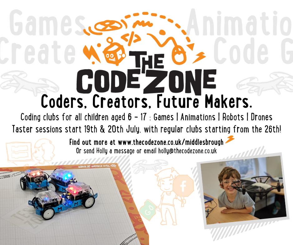 codezoneboro's tweet image. Children of Teesside can now code wrestling robots 🤖make video games 👾 &amp;amp; fly drones 🛸@ The Code Zone! Taster tickets for the clubs and booking for parent and child workshops now live. Clubs to suit different ages, and different times to suit you😊 thecodezone.co.uk/middlesbrough
