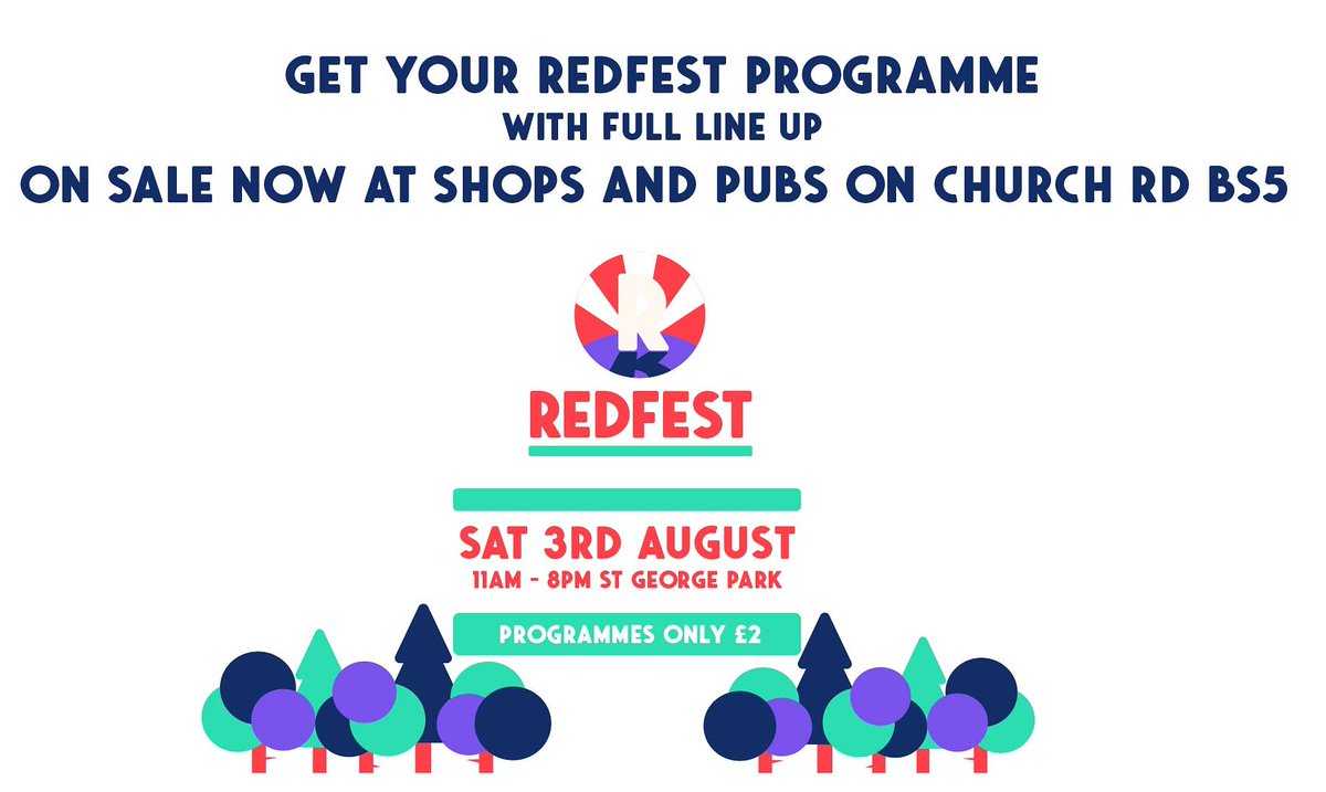If you're out and about in BS5 this weekend, why not pick up a Redfest programme? Just £2 with all profits going to the fest.

Here is where to go:

Stillage
Grounded
Southville Deli
(Red) Lion
Lock Up
Factory Studios

And now, Bristol Spirit

redfestbristol.co.uk/redfest-progra…
