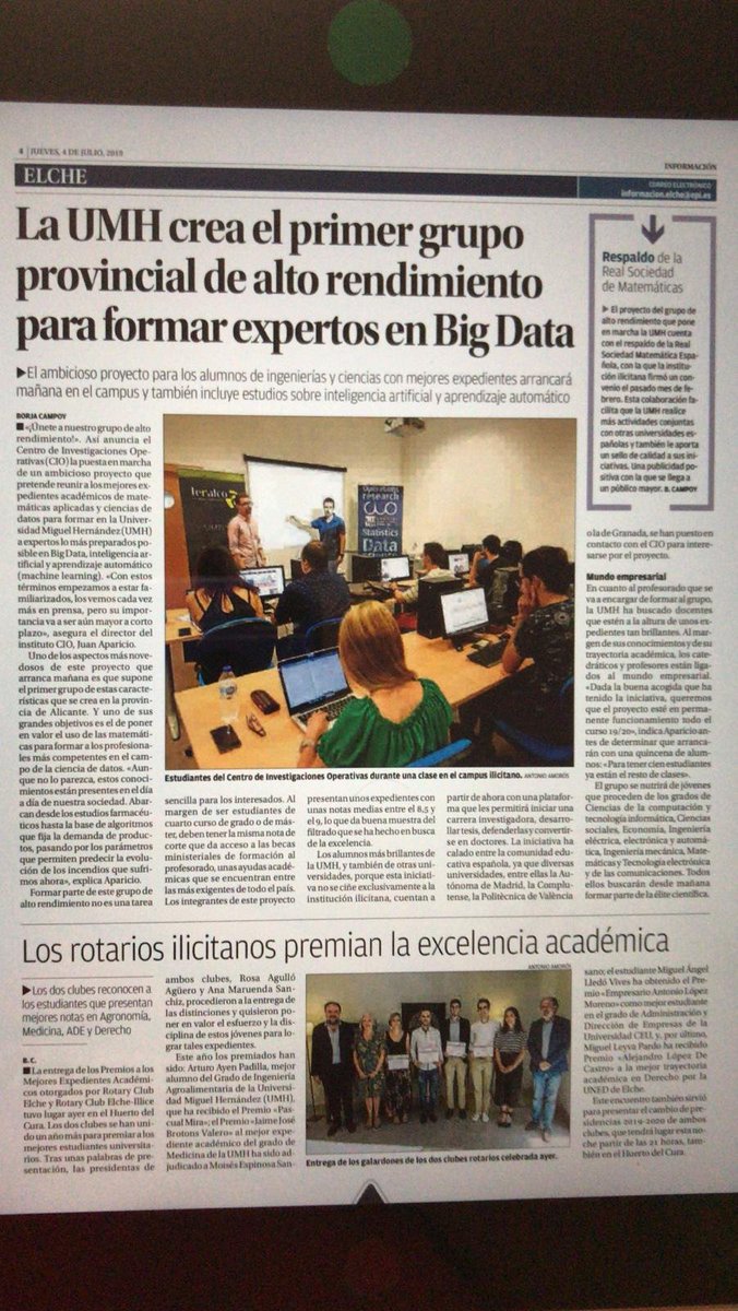 JuanAparicioUMH's tweet photo. Y por fin da comienzo en el @ICIOUMH el primer grupo de alto rendimiento en matemática aplicada y ciencia de datos #math #DataScience #MachineLearning #estadistica #informatica https://t.co/WoVIQkmHdZ