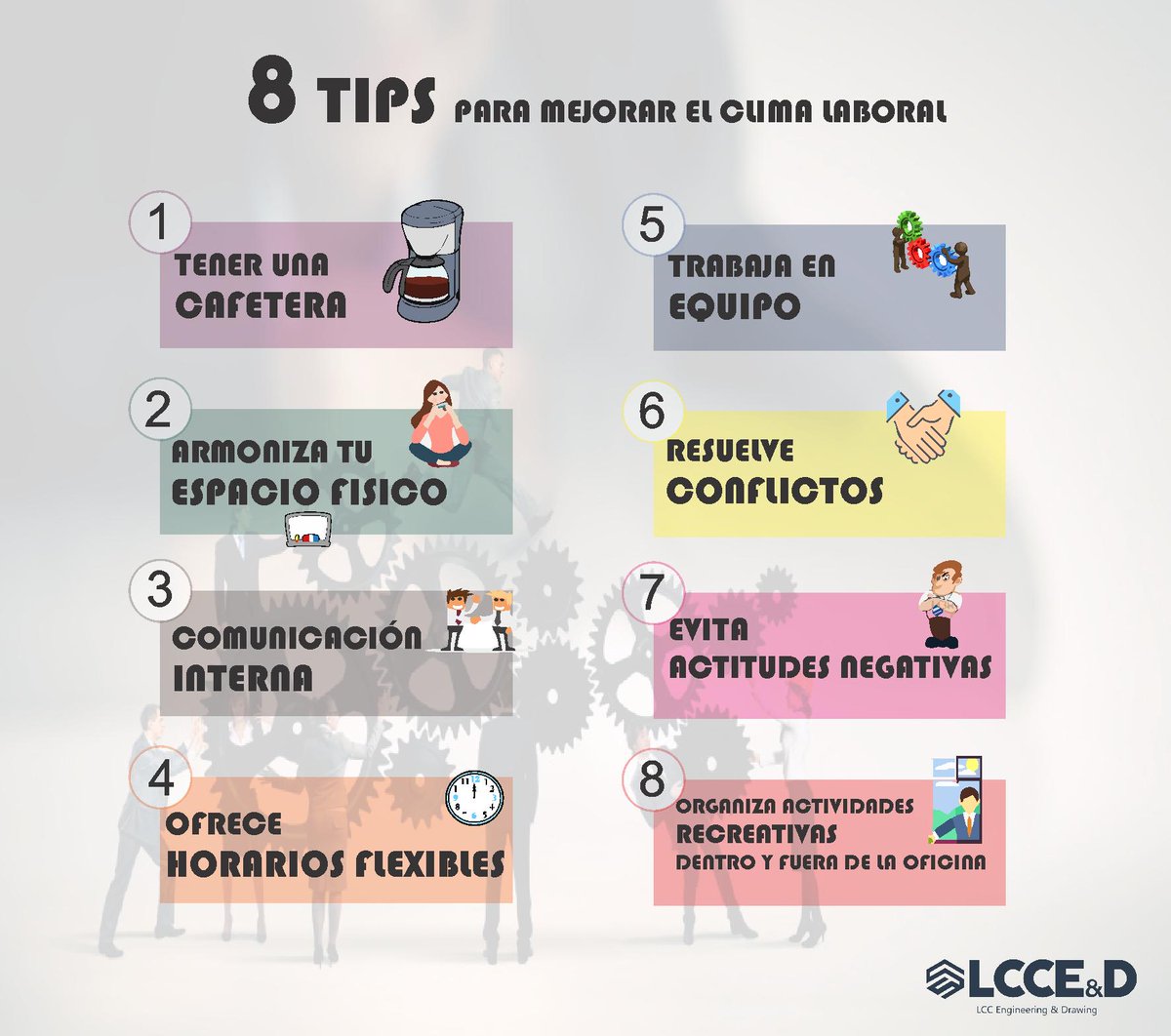 lcc_ed's tweet photo. ¡Buen día para todos! Hoy queremos compartir los siguientes 8 tips para mejorar el clima organizacional en las empresas. Y tú, como empleado o empleador, ¿Cuáles tips agregarías al listado?

#tips #organizaciones #empresas #economia #finanzas #ingeniería #arquitectura https://t.co/ZzwlvYbv0d