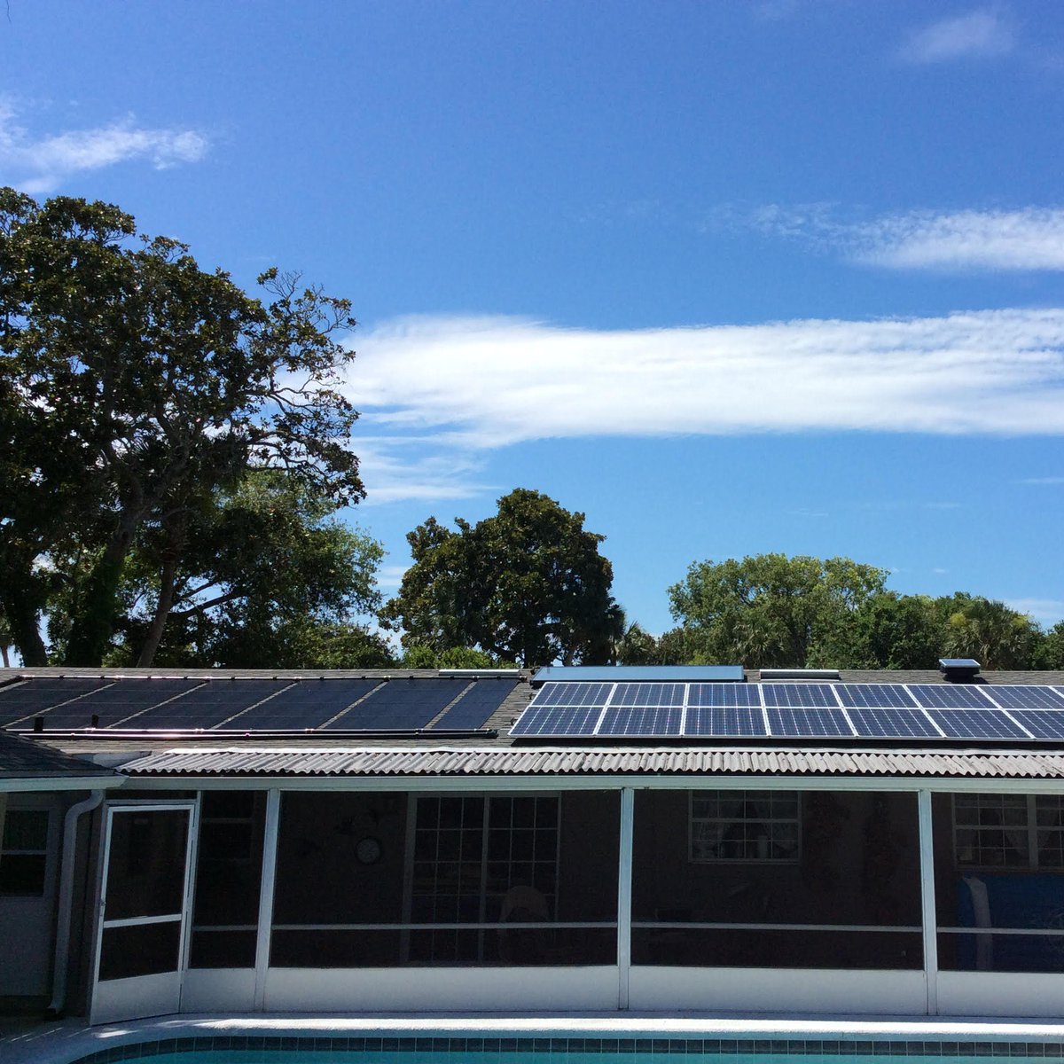 solarpowerfl's tweet image. Our client took advantage of all this roof space for their household's #solarpower needs. They have a #solarpool heater, #solar water heater, solar electric panels, and a solar attic fan! So much #energy #savings going on here!