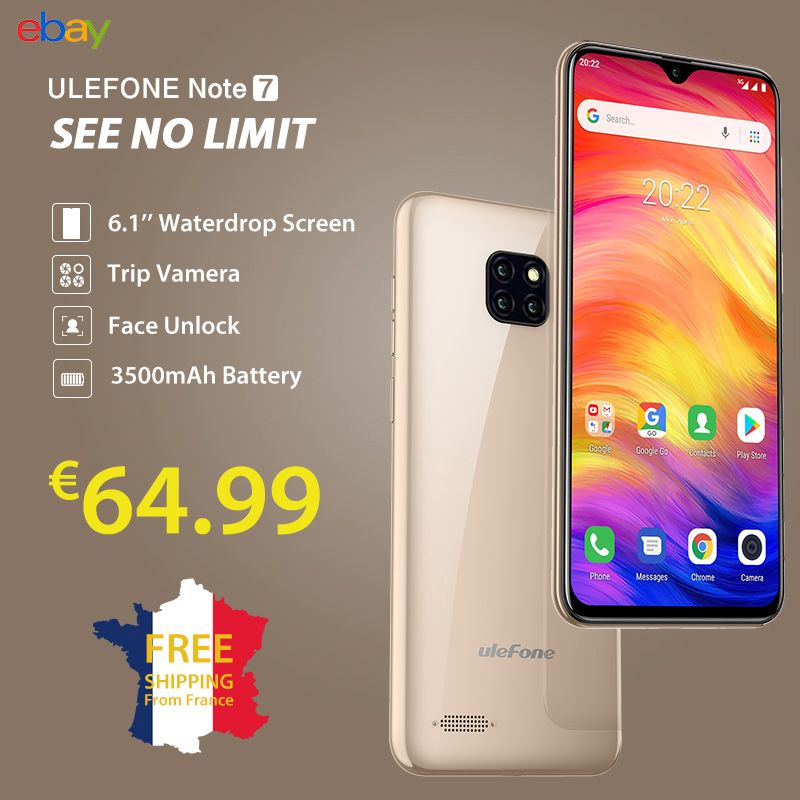 UlefoneMobile's tweet photo. Free shipping from France warehouse.
Ulefone Note 7 - 6.1’’ Waterdrop screen, triple camera, 3500mAh battery, only €64.99.
Buy Now>>>https://t.co/jKS7cVbVkz
#UlefoneNote7 https://t.co/vl2zmRZcn2