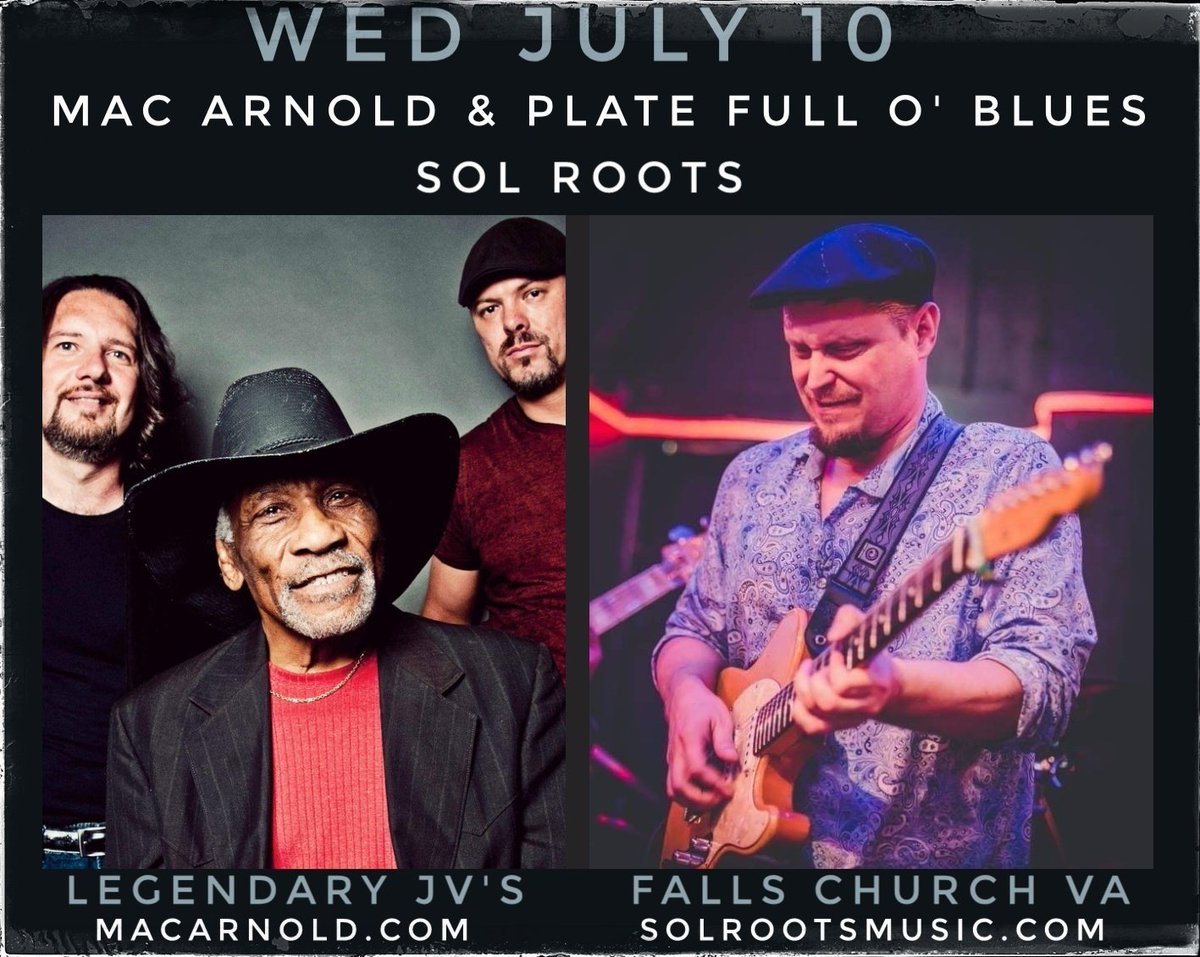 SolRoots's tweet photo. WedJuly10 #MacArnold & #PlateFullOBlues @DrArnoldBlues w @SolRoots at #LegendaryJVs VA
"Blues legend Mac Arnold worked w #MuddyWaters @OtisRedding @JohnLeeHooker #BBKing #BillWithers & many more...
Sol brings a soulful blend of rock & blues with a natural stage presence" @JamBase https://t.co/EEbicHXCmC