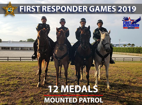 ManateeSheriff's tweet photo. Mounted Patrol Deputies Alvarado, Maggio, Bradley, and Vreeland took home a total of 12 medals at the recent #FirstResponderGames! Be sure to congratulate them the next time you see them out on patrol or at a community event! #TeamMCSO #Community #MCSOMountedPatrol https://t.co/JBay7QqXor