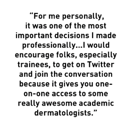 AADmember's tweet image. Learn how #DermTwitter has harnessed the platform for clinical discussion, patient education, memes, and more among dermatologists in this month’s #DermWorld.  bit.ly/2xu3W3a @HarkerDavid @RoxanaDaneshjou @DrStevenTChen @MishaRosenbach @AdeAdamson @AllisonLarsonMD