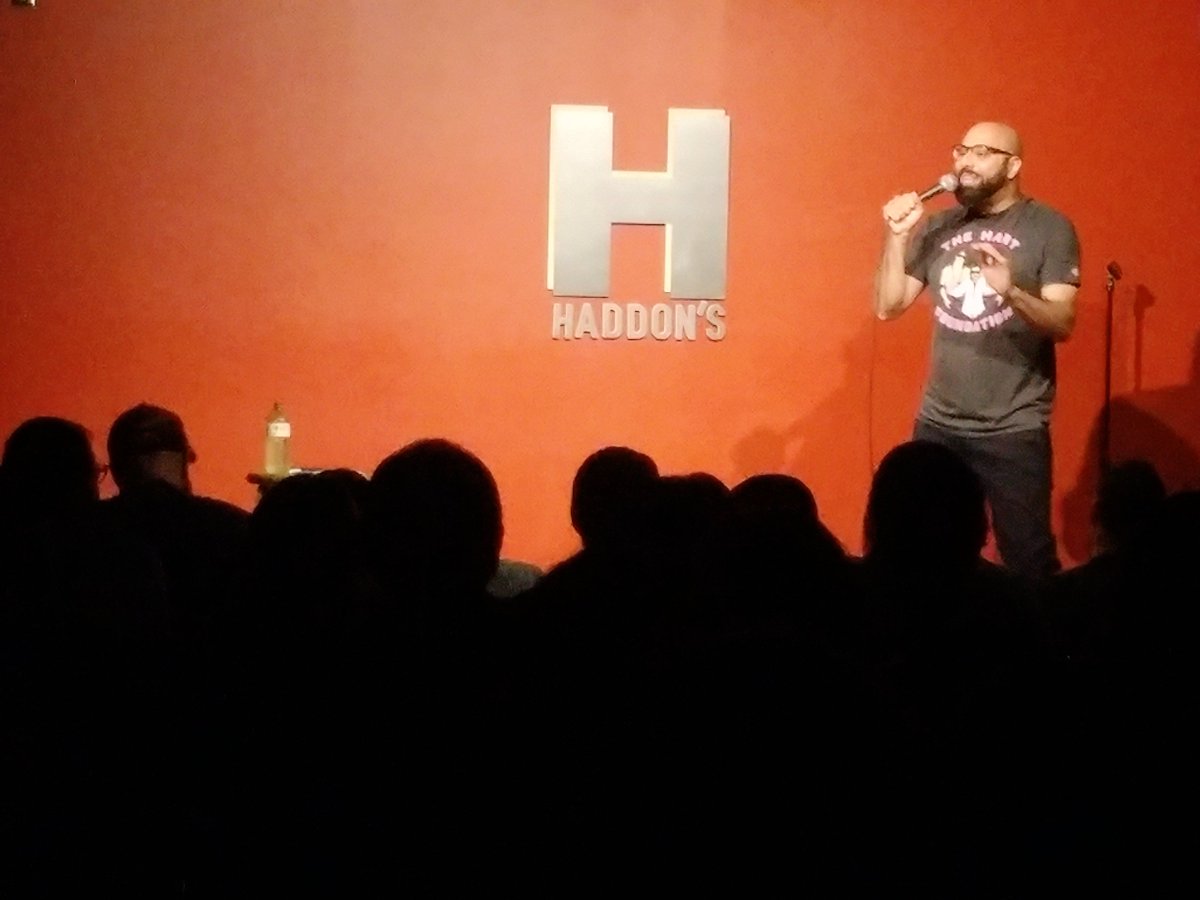 A full house last night!!! @DaveMerheje back in his hometown <a href="/CityWindsorON/">City of Windsor</a> put on a masterful stand-up performance last night!! Hope to see you out at one of our upcoming shows this month! 
#YQG #davemerheje #standupcomedy #nightout #windsoressex #weekend