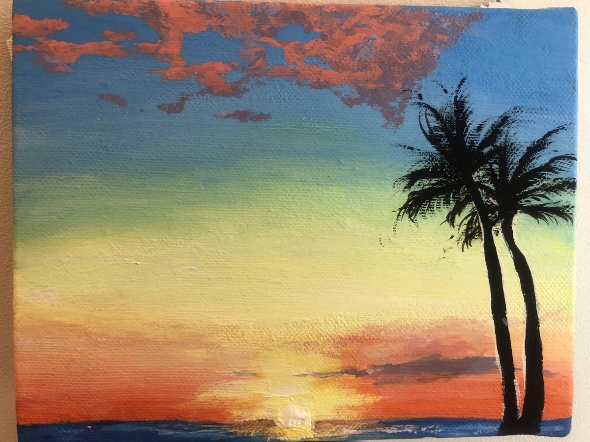 いっぬえもん 世界中の空を描きたいなぁ Sky Acri Art Sunset Sunrise Hawaii ハワイ アクリル絵の具 風景画