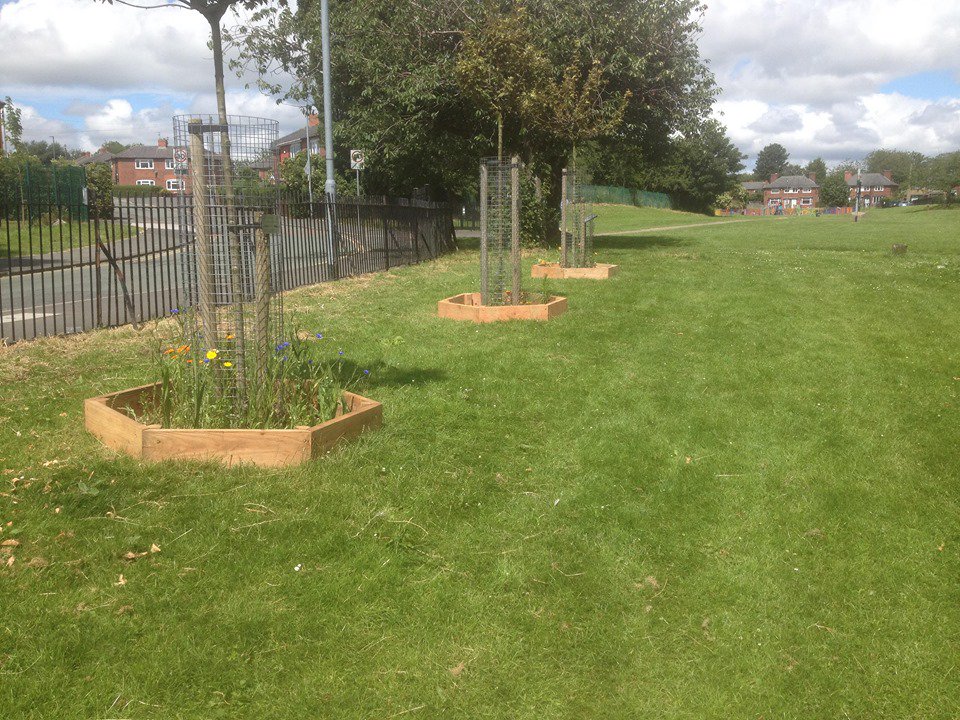 FOPlanthillpark's tweet photo. The work continues. Luna Bee Blackley is Back! 
flower beds inplace ready to be planted, still more work to do around the bee including a flower bed and path also 220 plants to plant before wednesday :)  #inbloom #beeinthecity https://t.co/ZkF6crhaPg