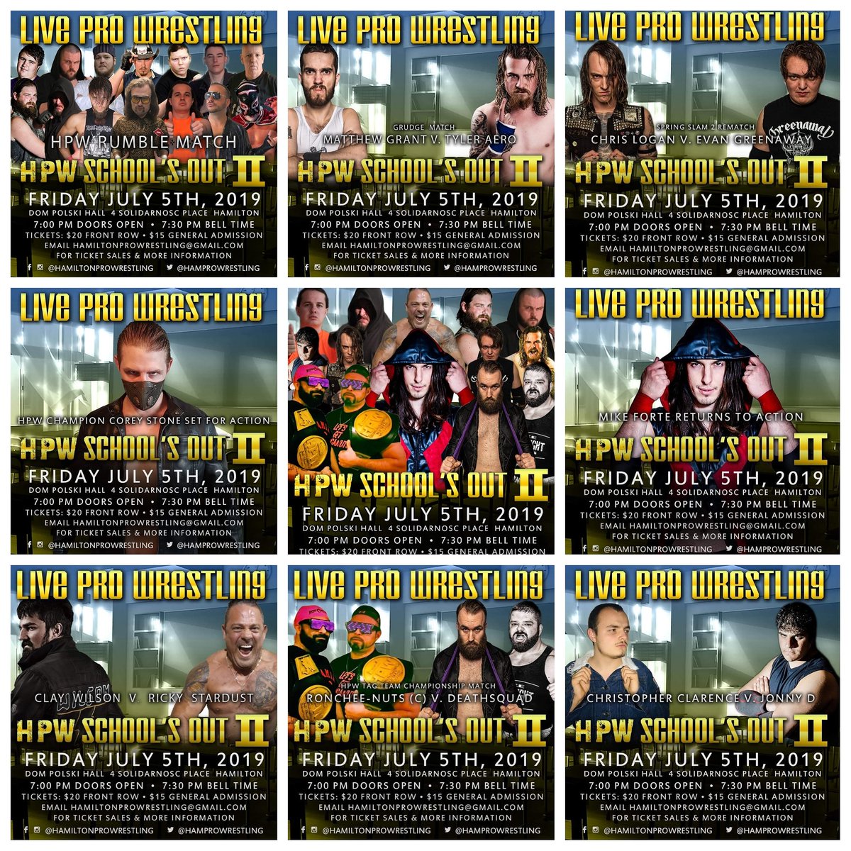 HamProWrestling's tweet photo. Today is the day!
HPW presents #SchoolsOut!
Dom Polski Hall - 4 Solidarnosc Pl - 7pm!
Tickets available here!
https://t.co/FBm7UOdRjx
General tickets @ the door!
#HamiltonProWrestling #HamiltonWrestling #HamOnt #ProWrestling #SnapdHamilton #Snapd #FridayNightFights #EWYN https://t.co/fwlhWQcjQw