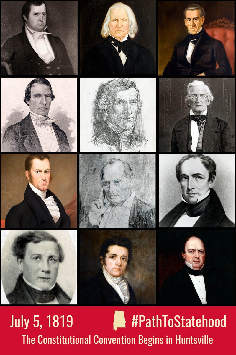 200 ago today, Alabama’s constitutional convention met for the 1st time in Huntsville. 44 delegates who convened in a cabinetmaker’s shop to debate political issues and write Alabama’s first constitution, the most important step in their #PathToStatehood. #AlabamaHistory #AL200
