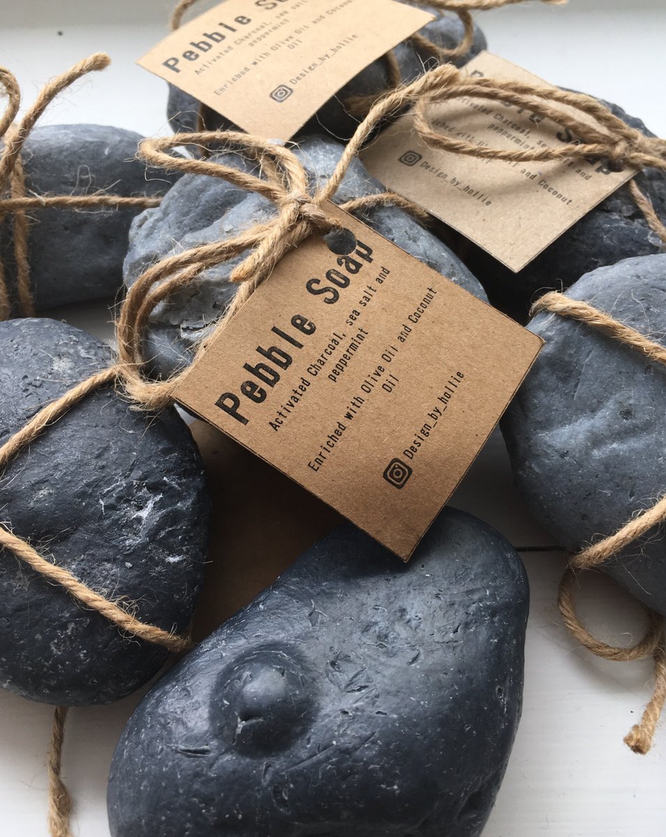 Delighted to be stocking these wonderful pebble soaps by Designer Maker and Plymouth University undergraduate Hollie Owen @design_by_hollie. All natural, made with activated charcoal and peppermint.